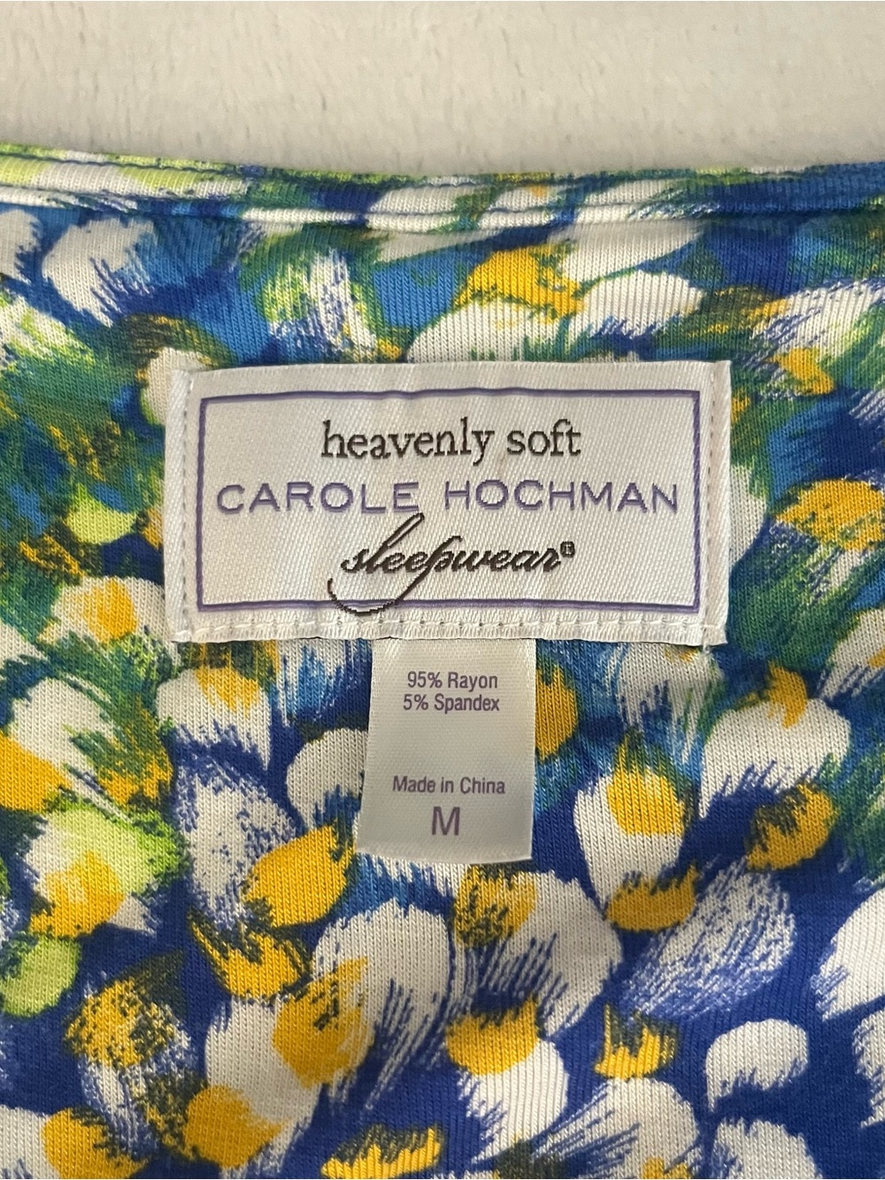 Carole Hochman Heavenly Soft Blue Floral Empire Drawstring Waist Sleep Dress M - Picture 8 of 8